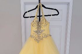 Sugar by Mac Ducal littles long size 4. Yellow with silver sequined and iridescent stoned top.